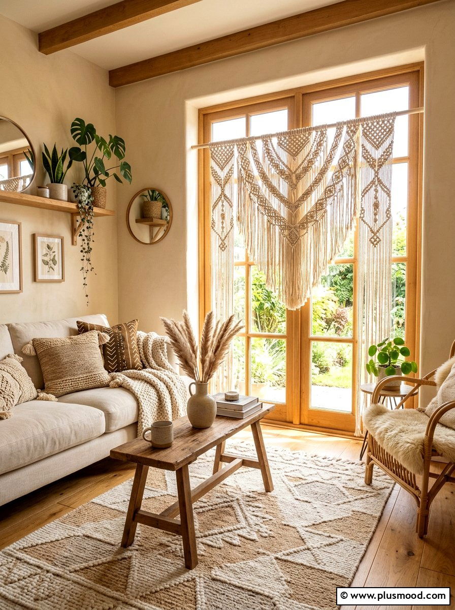Macrame window hanging - 25 summer window decor ideas for living room