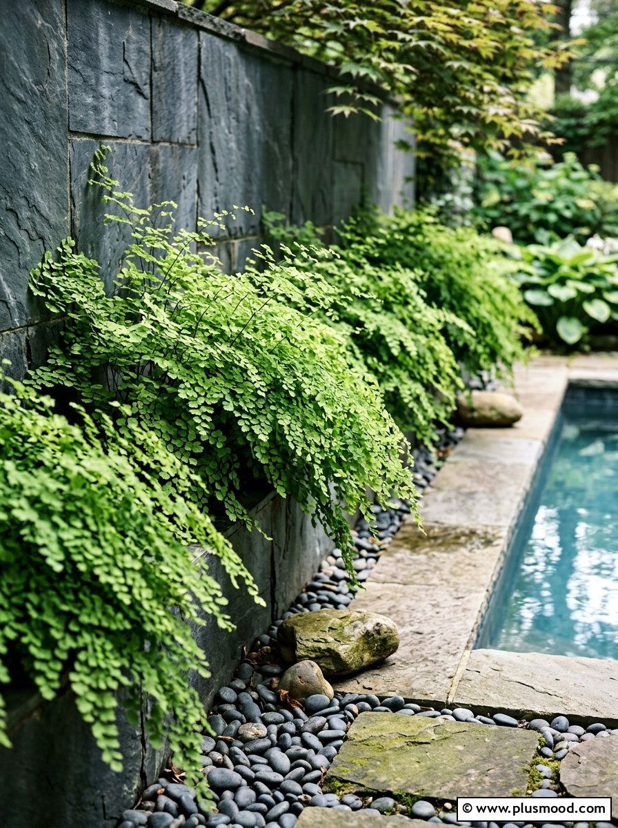 Maidenhair fern shade garden pool - 25 pool landscaping ideas with ferns