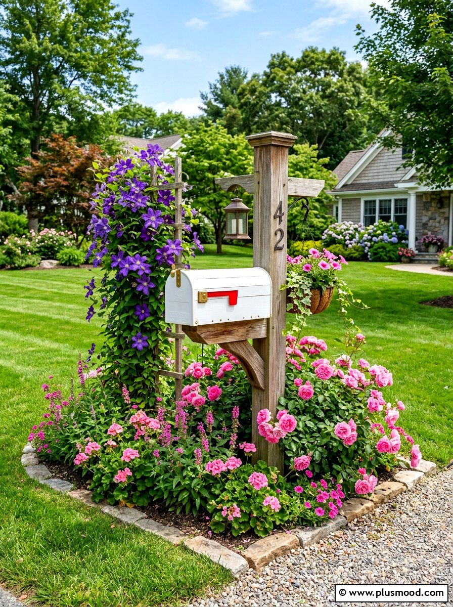 Mailbox Garden Bed - 25 summer entryway curb appeal ideas