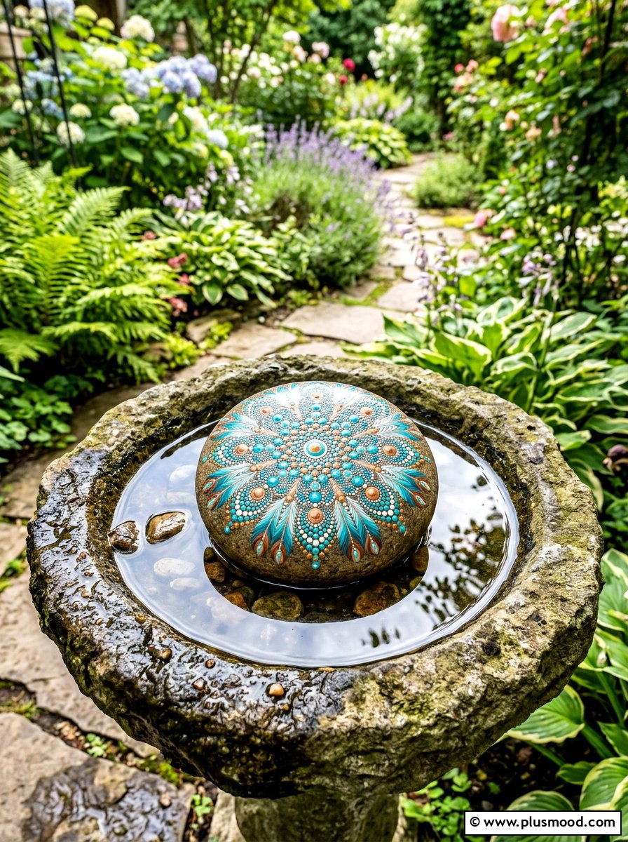 Mandala Feather - 25 painted rock ideas with feather design