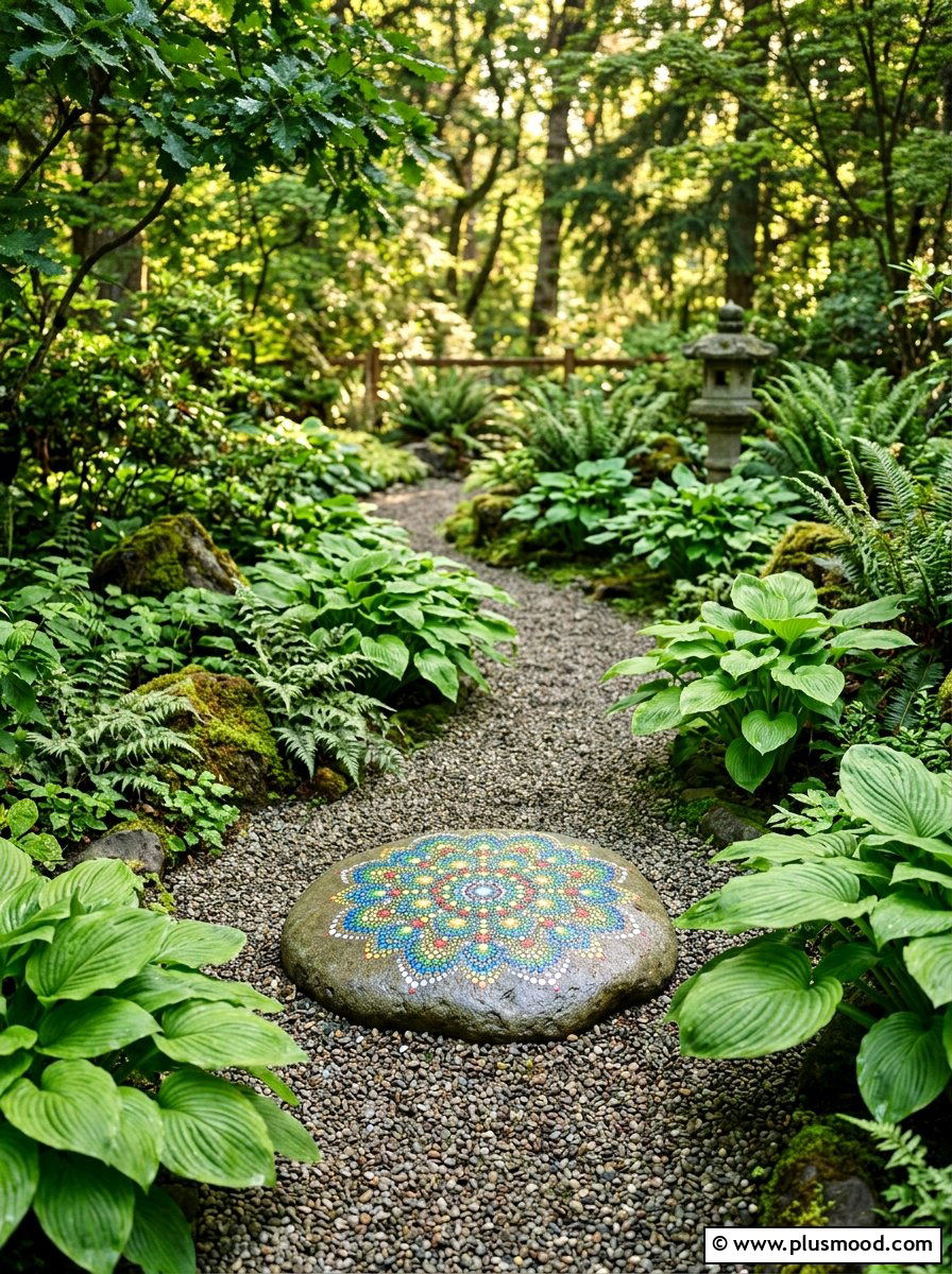 Mandala Garden Stone - 25 painted rock ideas for pathway markers