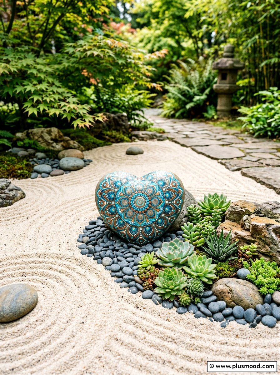 Mandala Heart Rock Art - 25 painted rock ideas with hearts