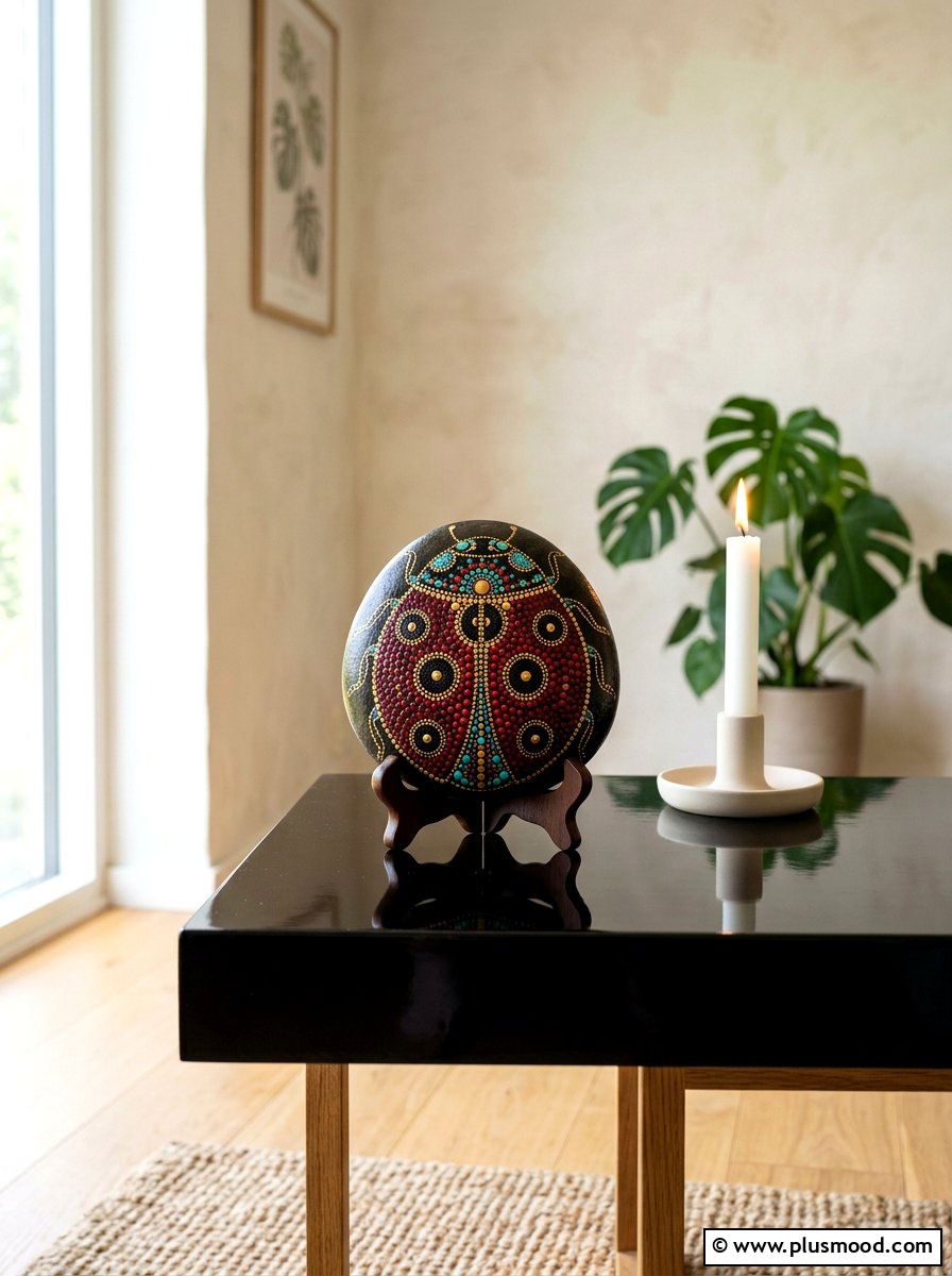 Mandala Ladybug Rock Art - 25 painted rock ideas with ladybugs