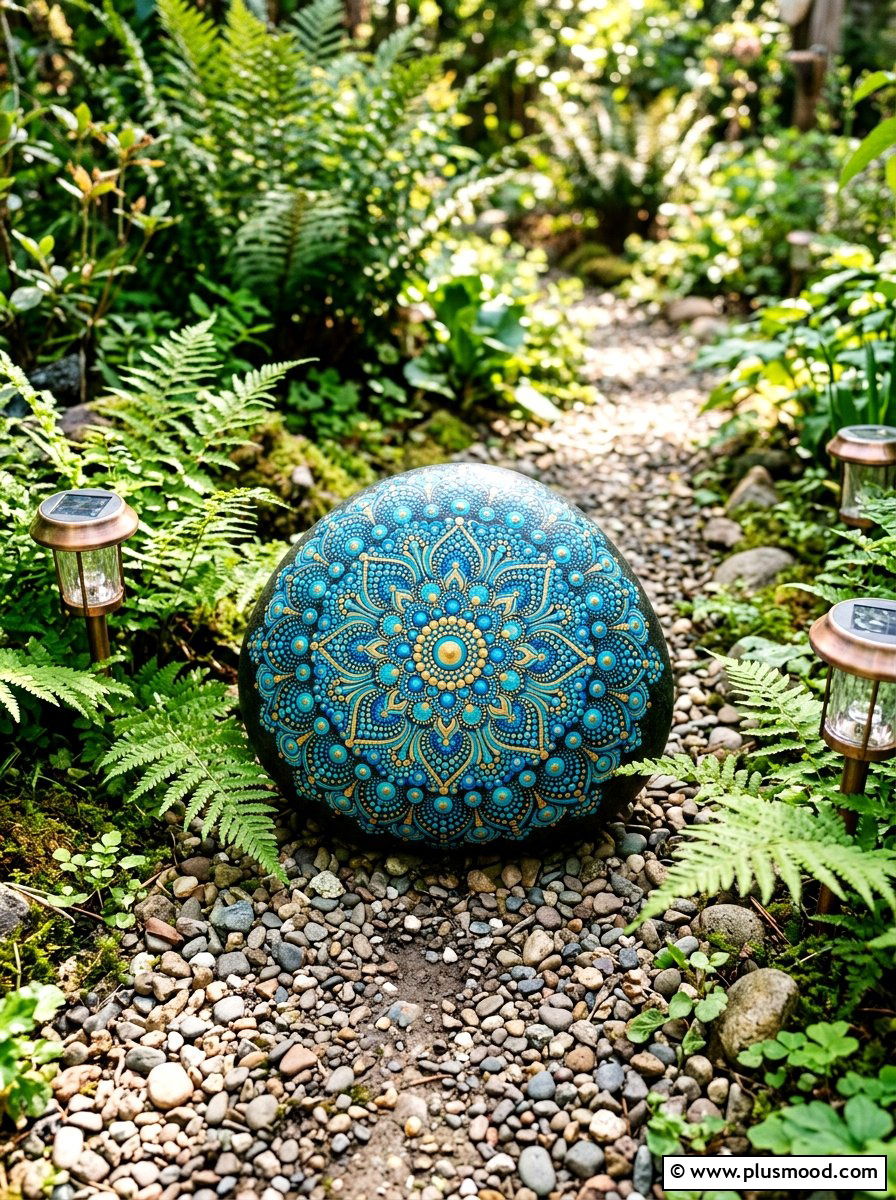 Mandala Painted Rock - 25 painted rock ideas for outdoor gallery