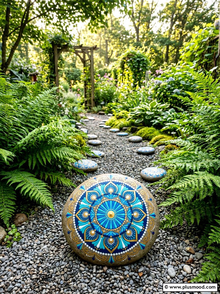 Mandala River Rocks - 25 painted rock ideas for pathway art