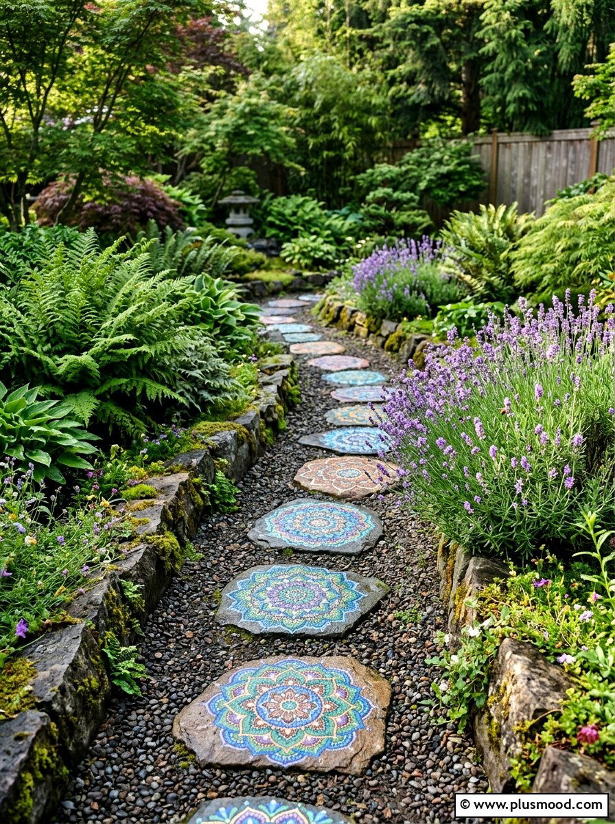 Mandala garden rocks - 25 painted rock ideas for stepping stones