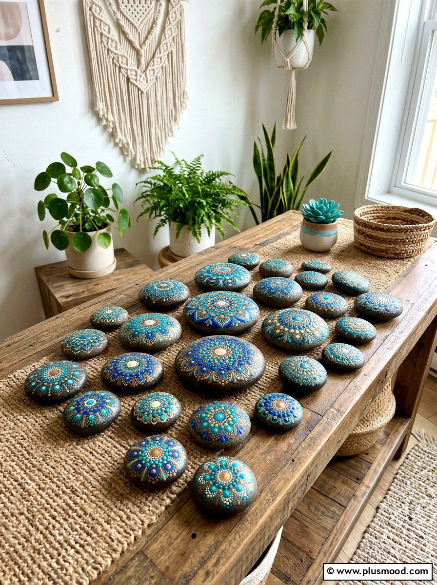 Mandala painted rocks - 25 painted rock ideas with acrylic paint