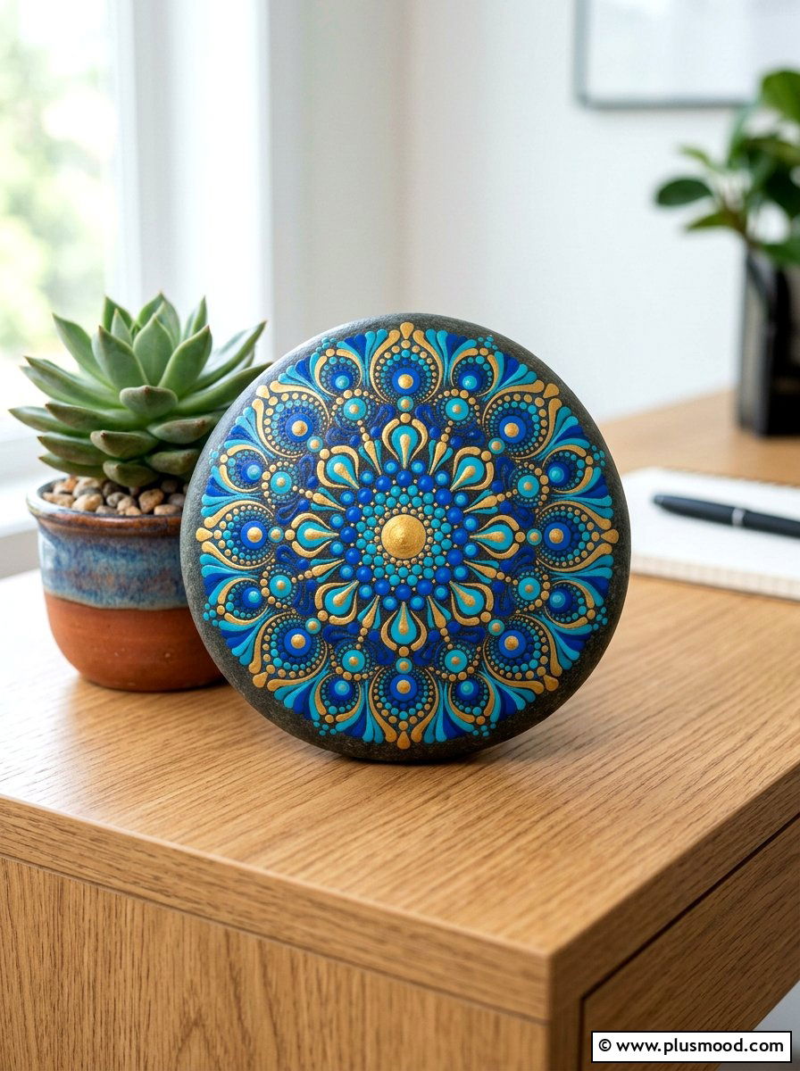 Mandala stone - 25 painted rock ideas with positive affirmations