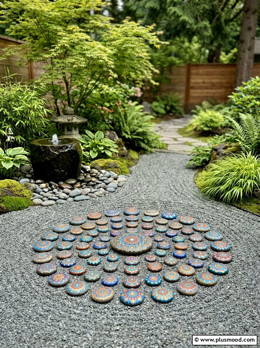 Mandala stone painting - 25 painted rock ideas for spring garden
