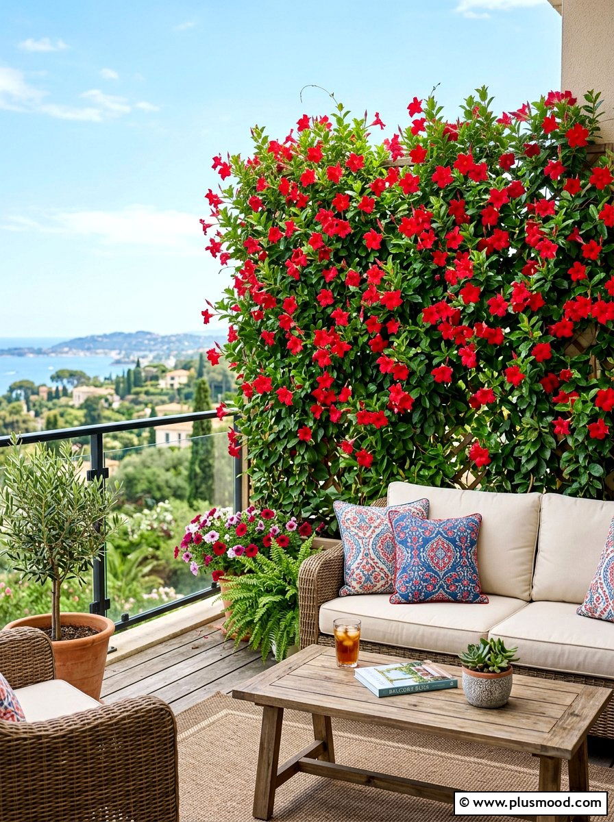 Mandevilla vine privacy screen