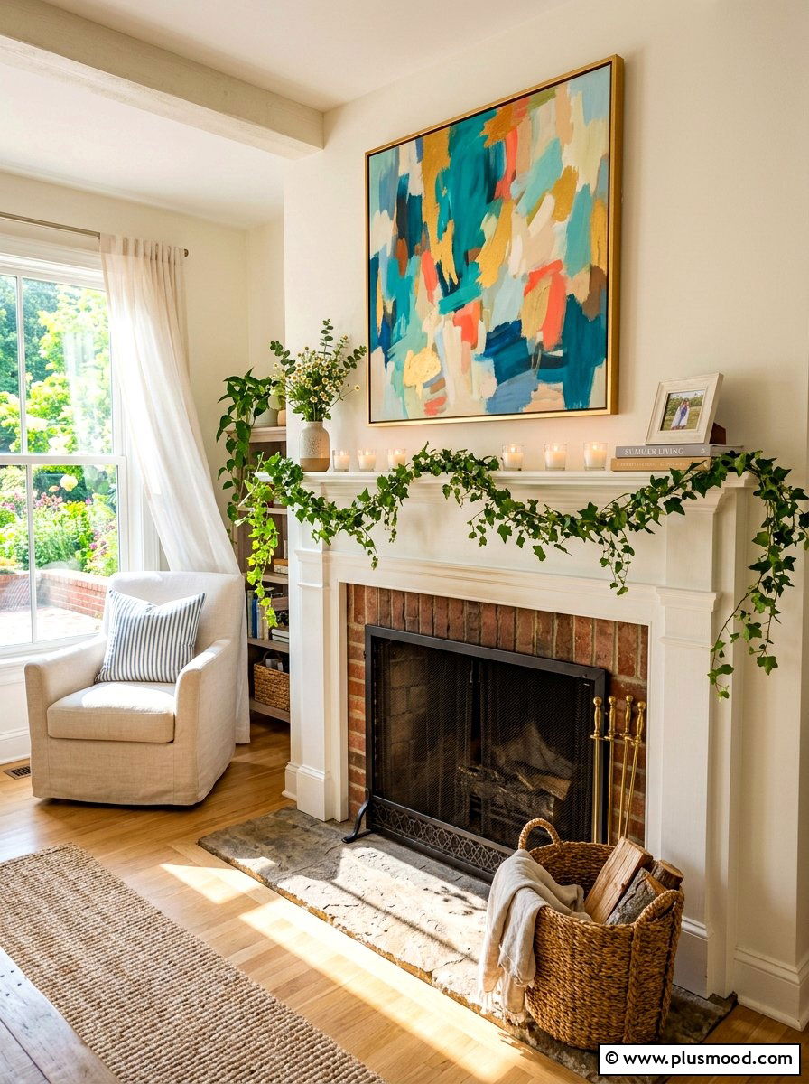Mantel greenery garland - 25 summer decor ideas with greenery