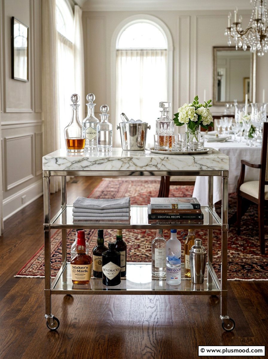 Marble Top Bar Cart - 25 summer bar cart styling ideas for summer
