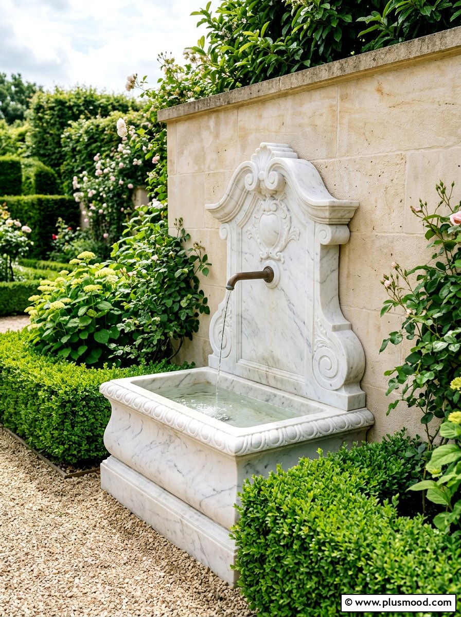 Marble Wall Fountain - 25 small backyard ideas with wall fountain