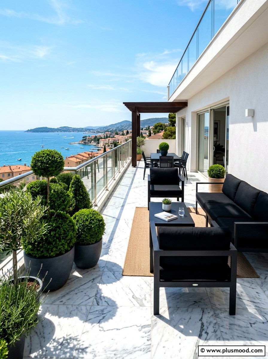 Marble floor tiles - 25 summer balcony floor decor ideas