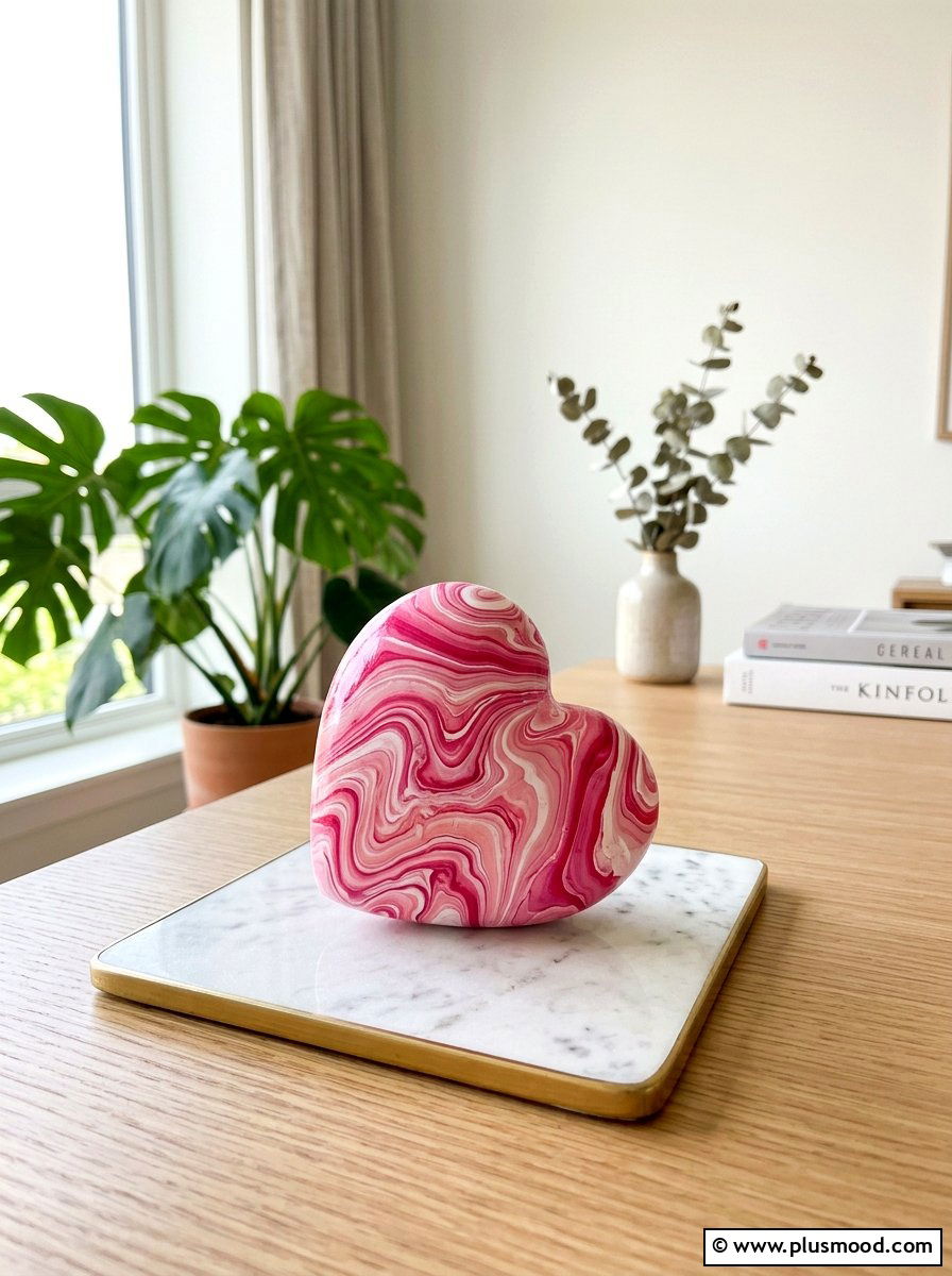 Marbled Heart Painted Rock - 25 painted rock ideas for valentines day