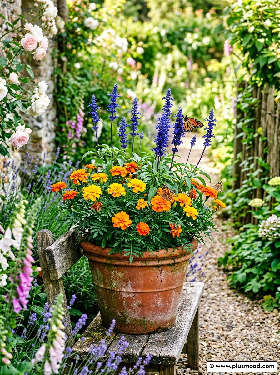 Marigold And Salvia Container - 25 summer container garden ideas