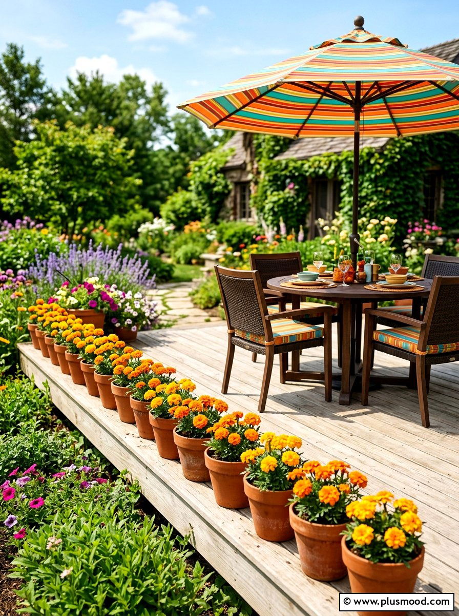Marigold Border Pots - 25 summer patio planter ideas