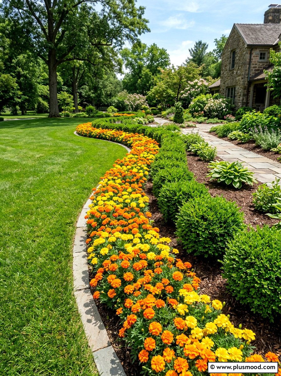 Marigold Garden Edge - 25 summer butterfly garden ideas