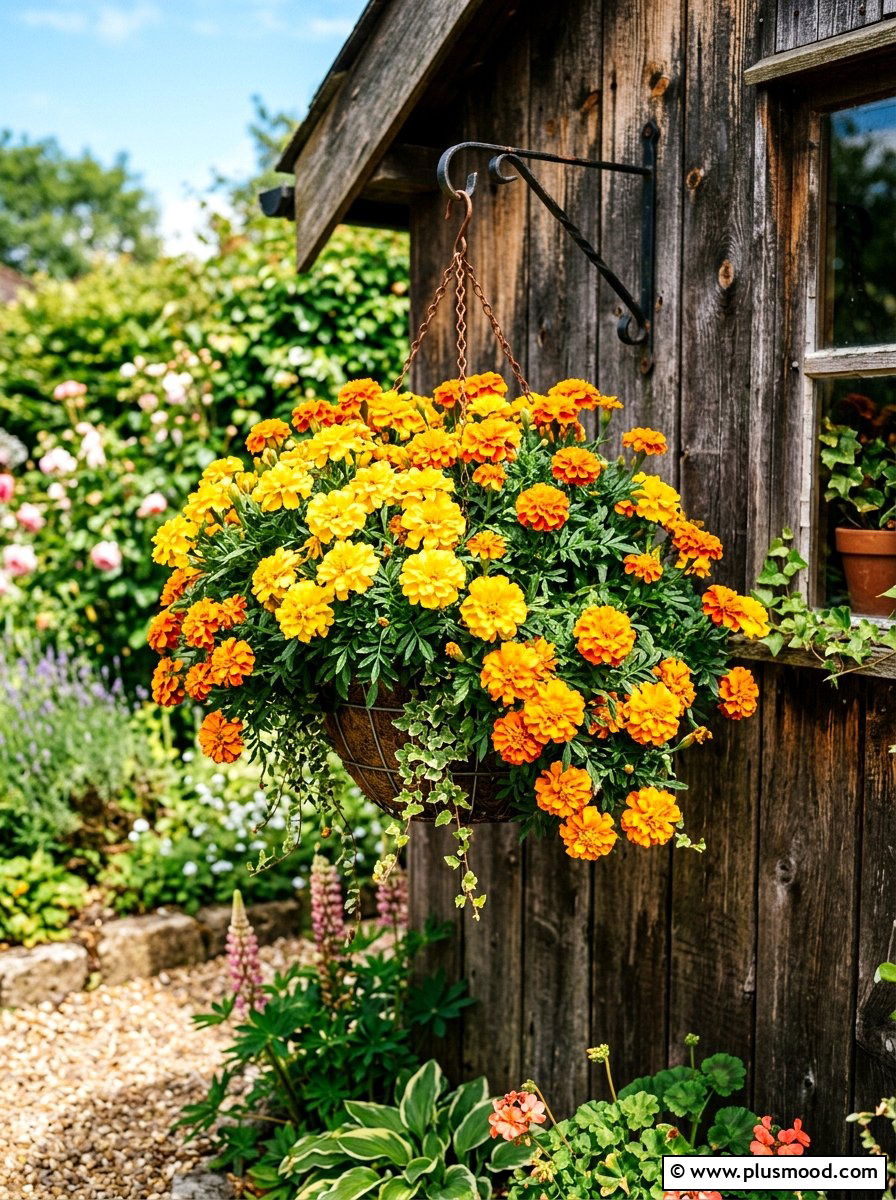 Marigold Hanging Basket - 25 summer hanging basket ideas for summer