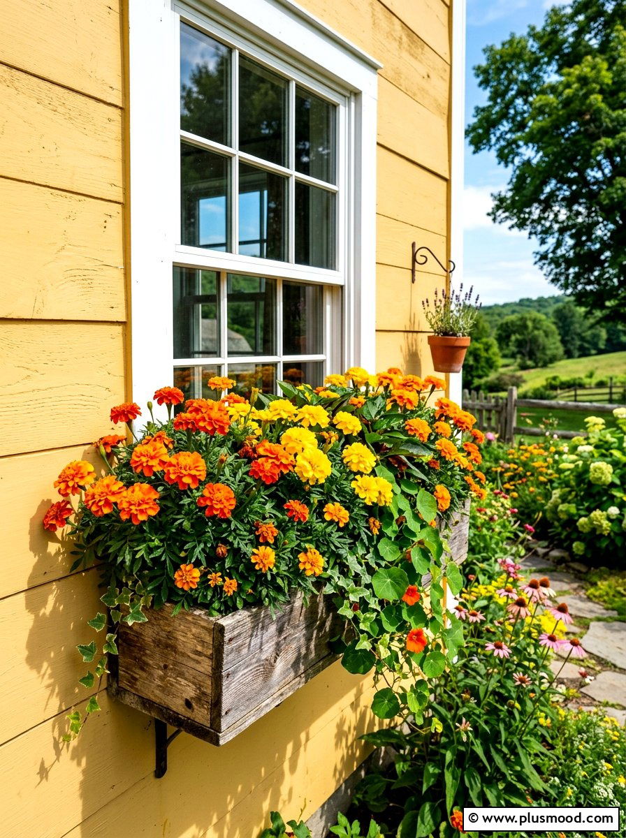 Marigold Window Box - 25 summer window box ideas for curb appeal