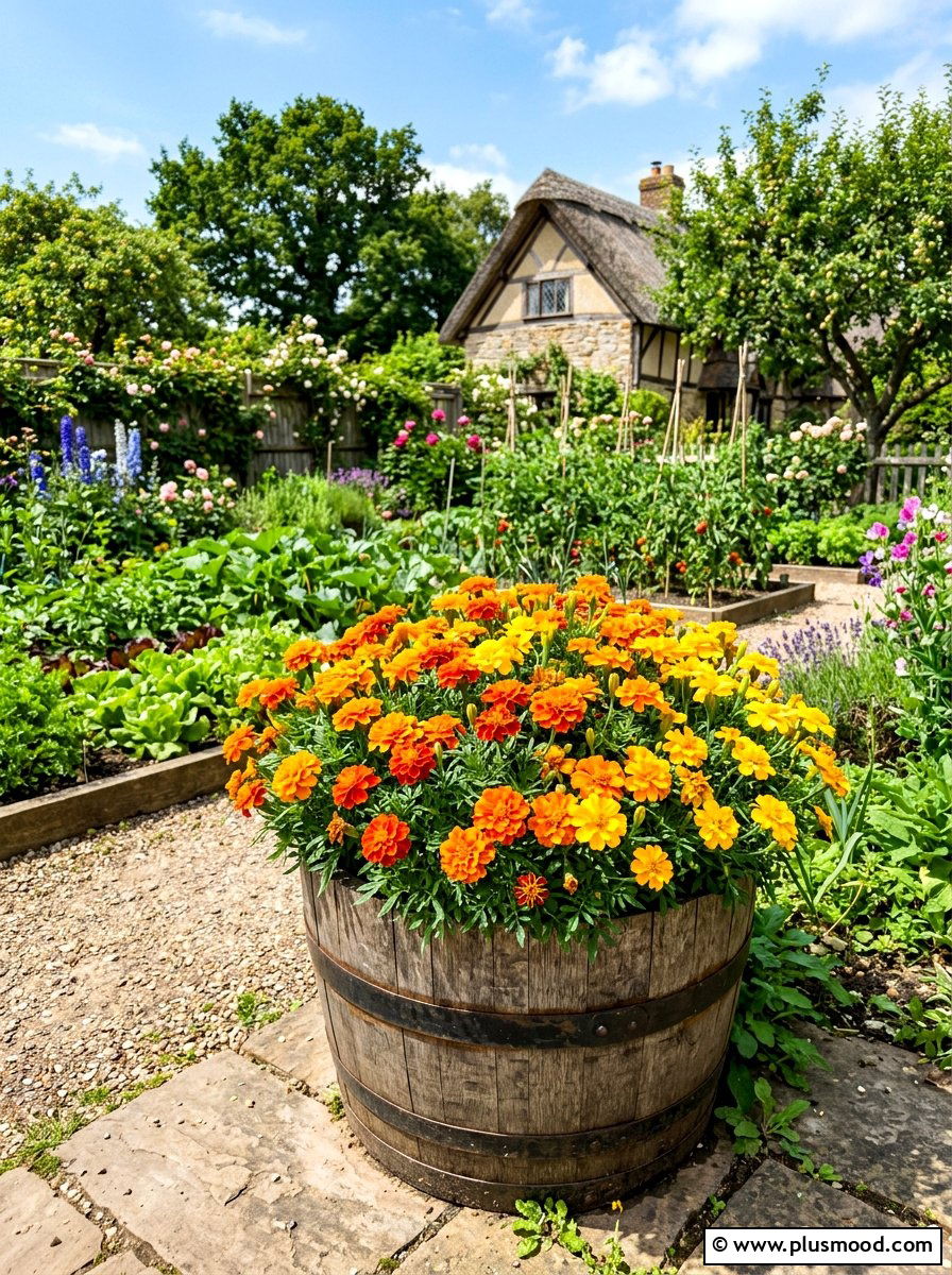 Marigold garden planter - 25 summer planter ideas for full sun
