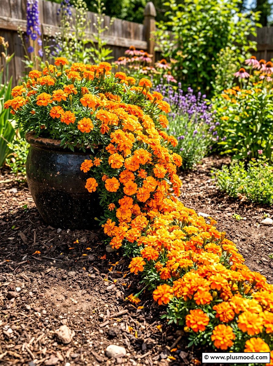 Marigold spill pot - 25 summer spill planter ideas