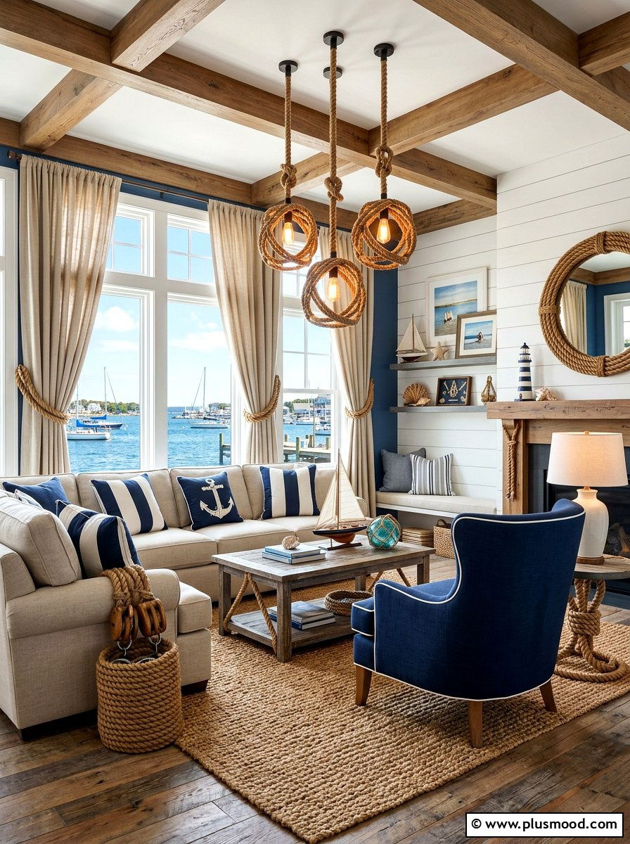 Maritime Rope Living Room - 25 summer nautical decor ideas for living room