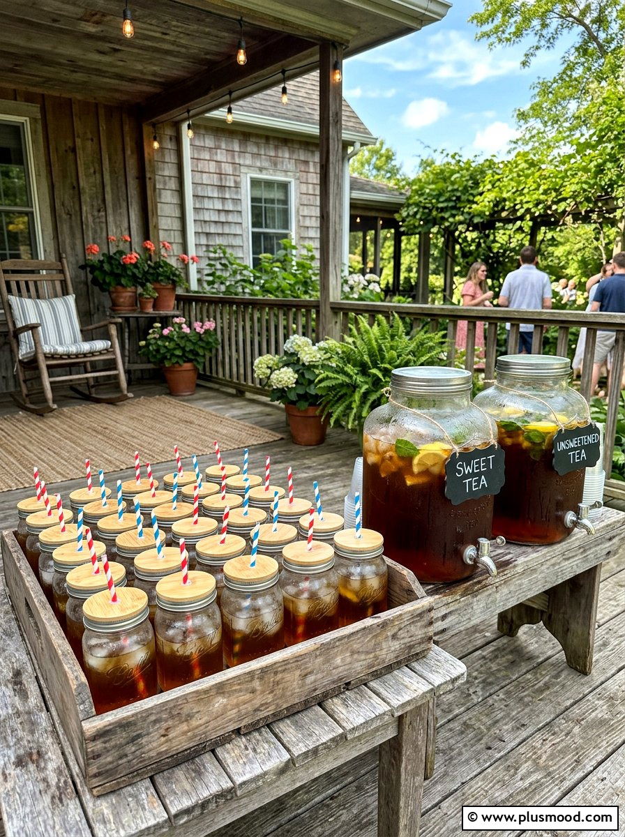 Mason Jar Glassware Setup - 25 summer iced tea bar ideas