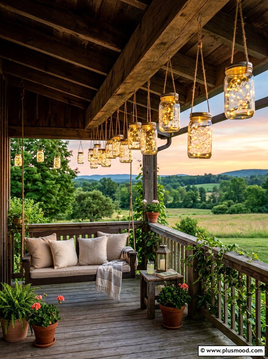 Mason Jar Outdoor Lighting - 25 summer farmhouse decor ideas