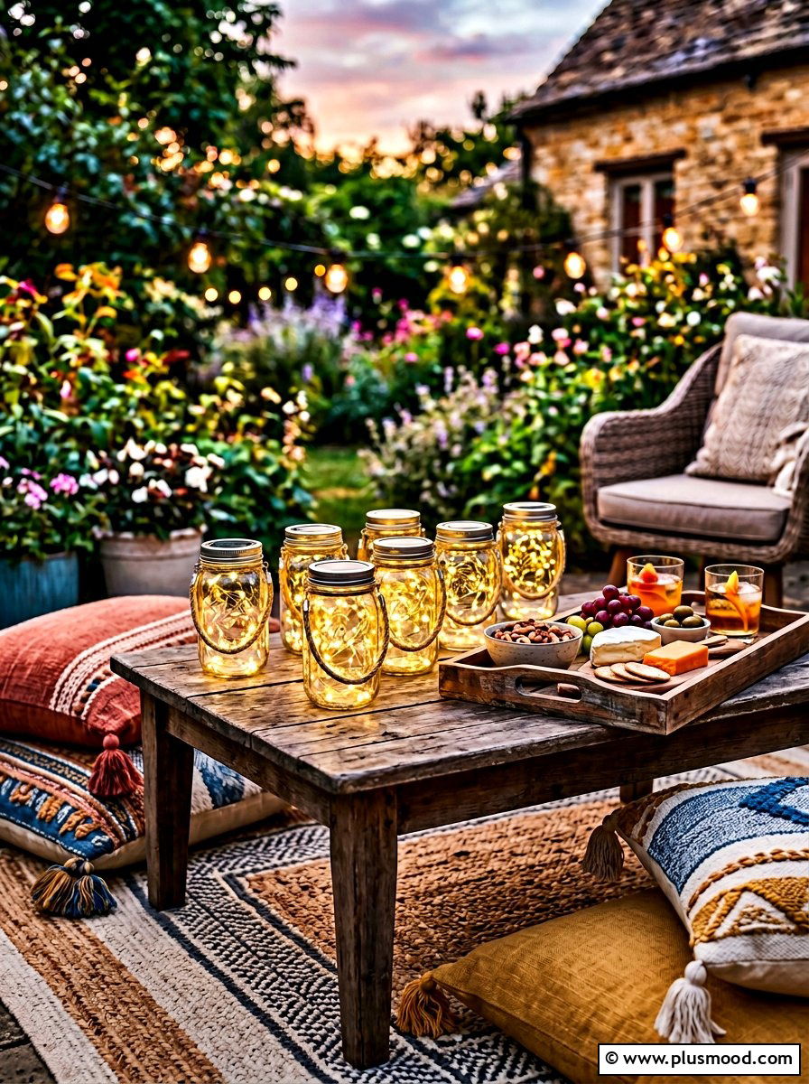 Mason Jar Table Lighting - 25 summer boho patio ideas
