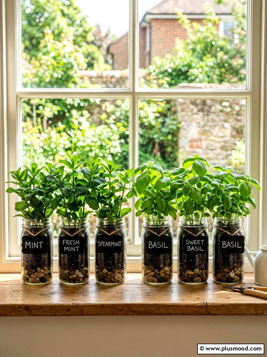 Mason jar herb garden - 25 summer herb garden ideas