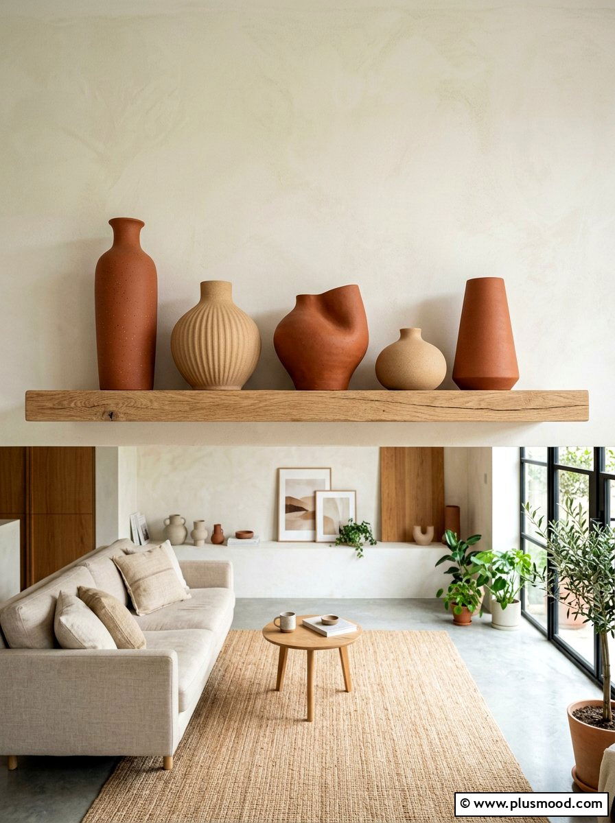 Matte ceramic vase collection - 25 summer to fall living room decor ideas