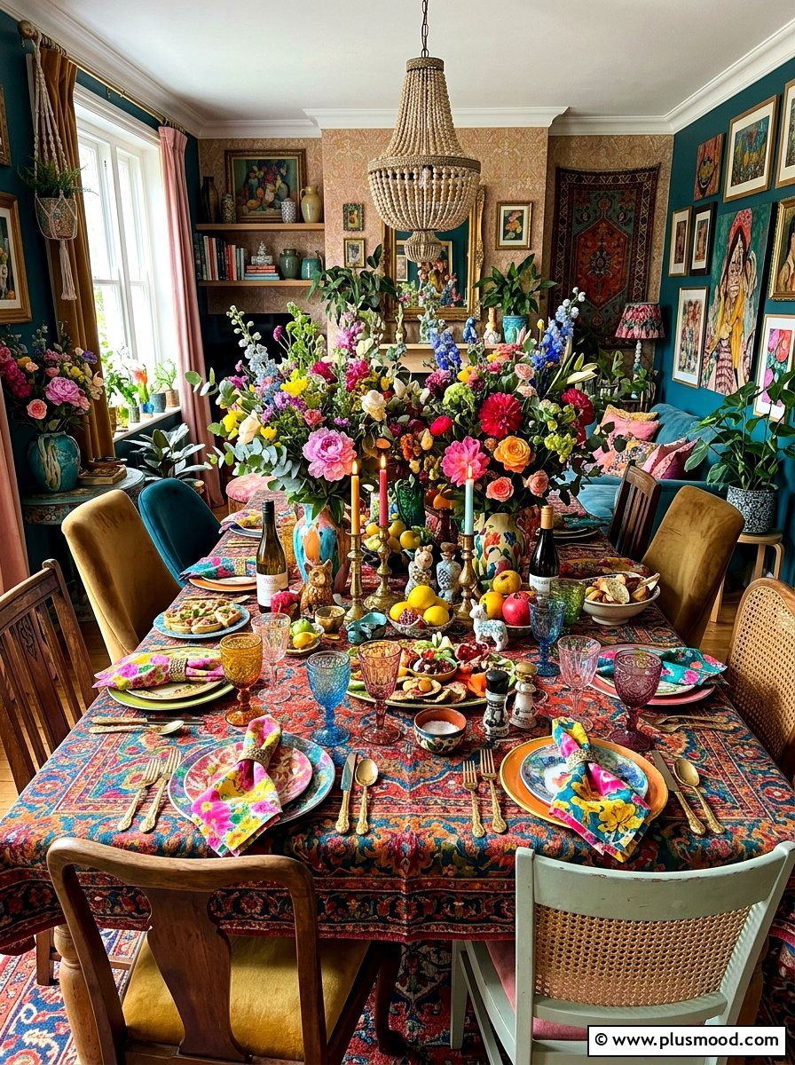 Maximalist Colorful Dining Table - 25 summer place setting ideas for summer