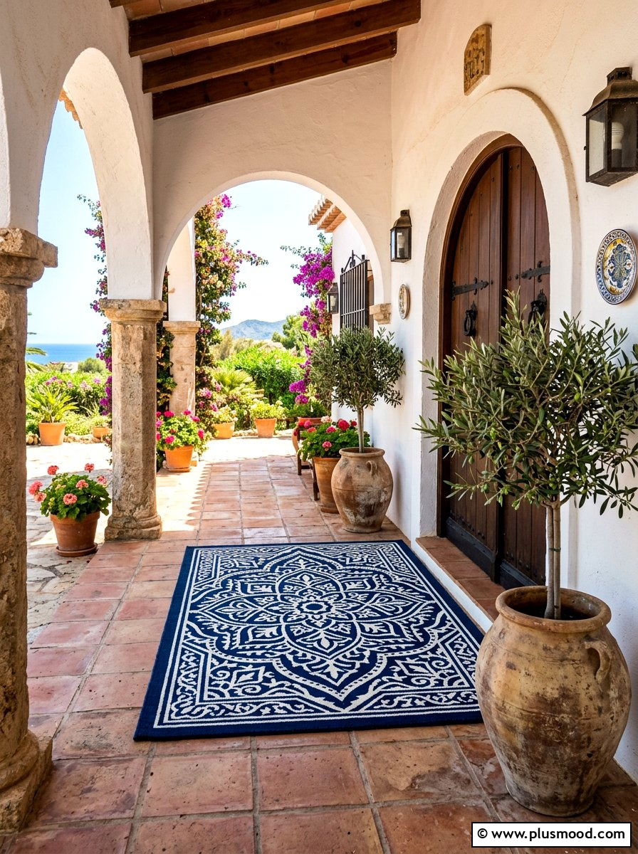 Medallion Print Door Mat - 25 summer front porch mat ideas