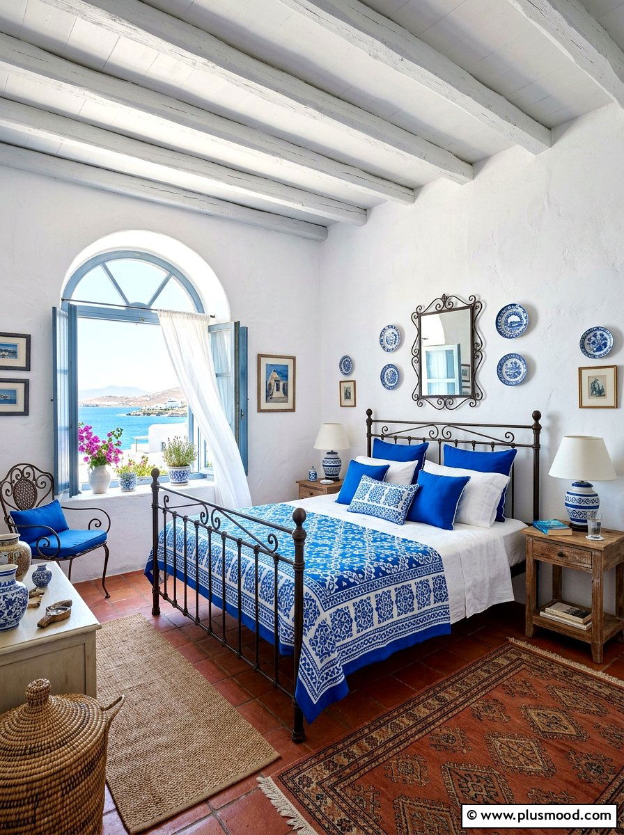 Mediterranean Blue White Bedroom - 25 blue summer bedroom ideas