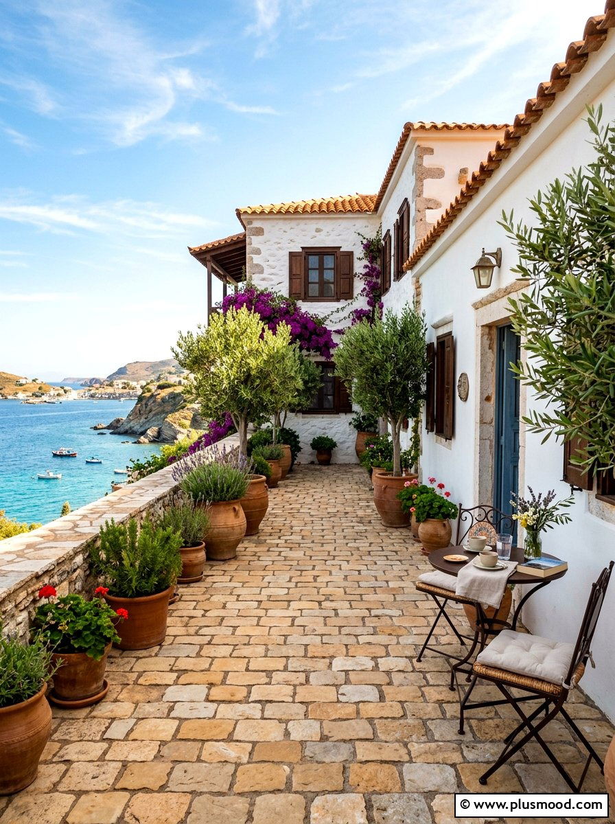Mediterranean Cobblestone Layout - 25 small backyard ideas with cobblestone