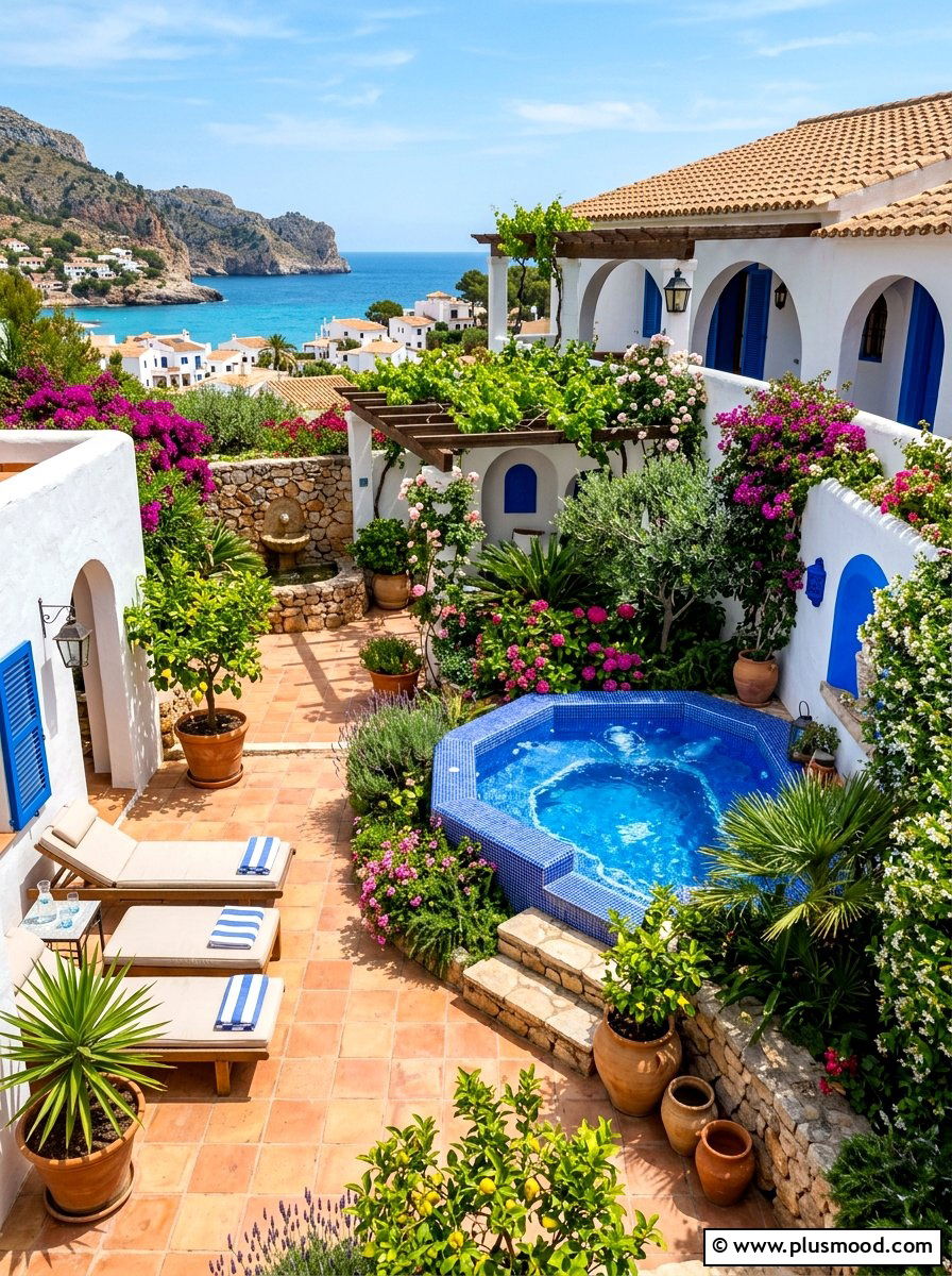 Mediterranean Courtyard Spa - 25 summer backyard spa ideas
