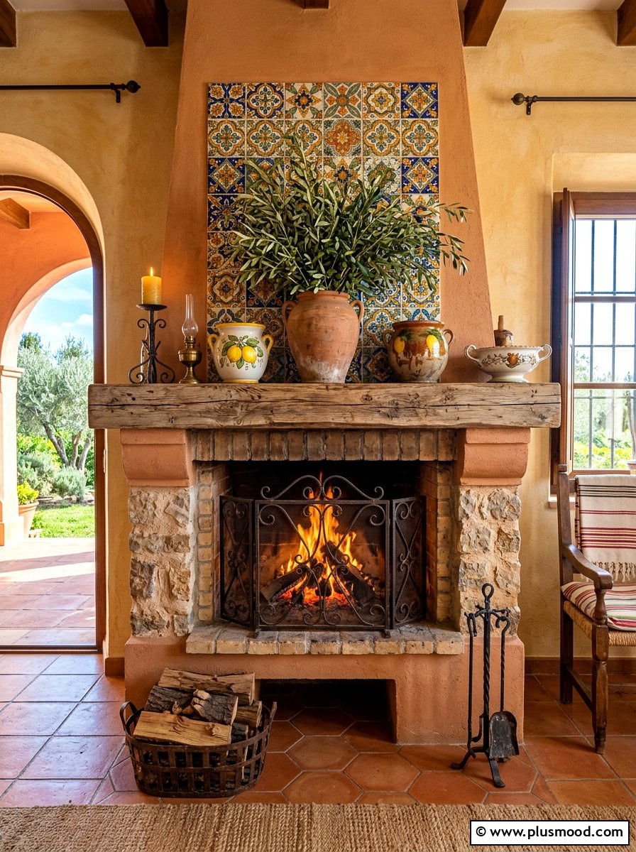Mediterranean Fireplace Decor - 25 summer mantel ideas for living room