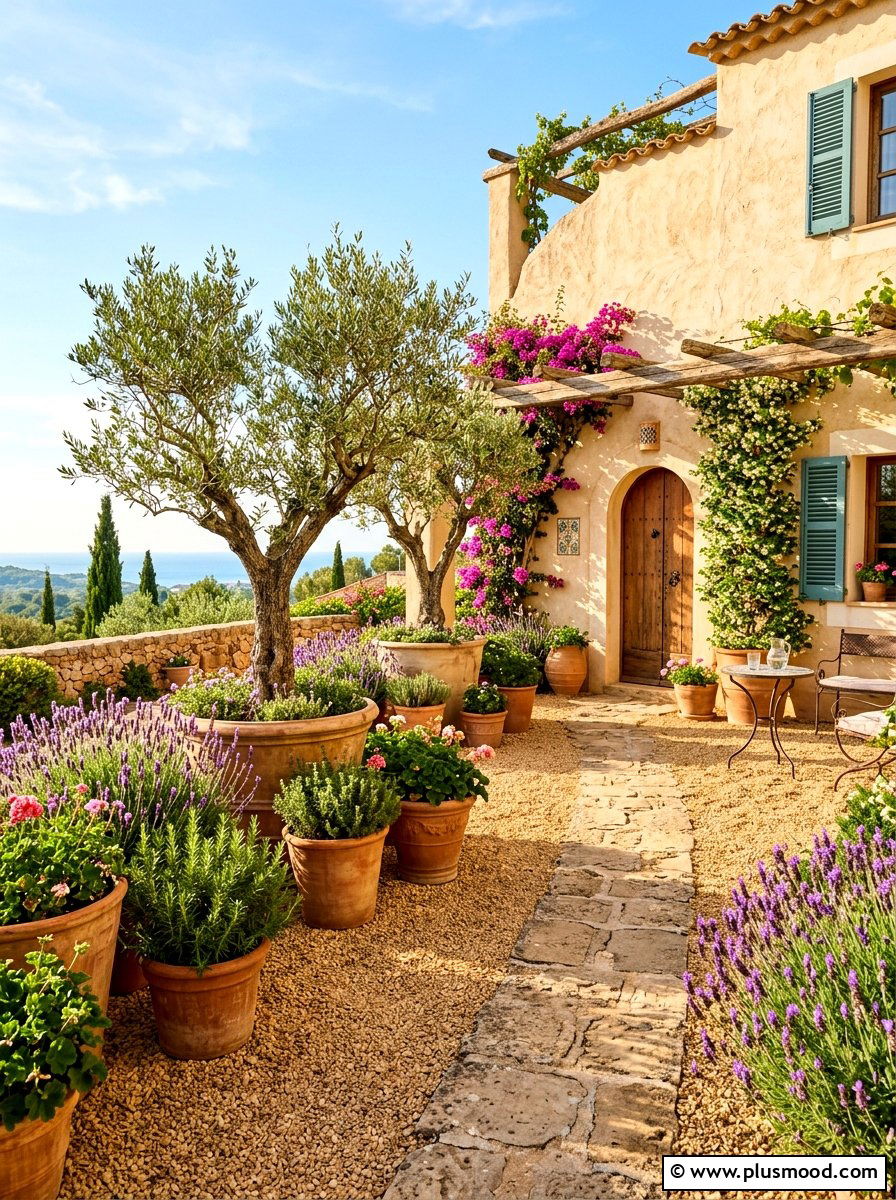 Mediterranean Gravel Courtyard Style - 25 summer side yard landscaping ideas