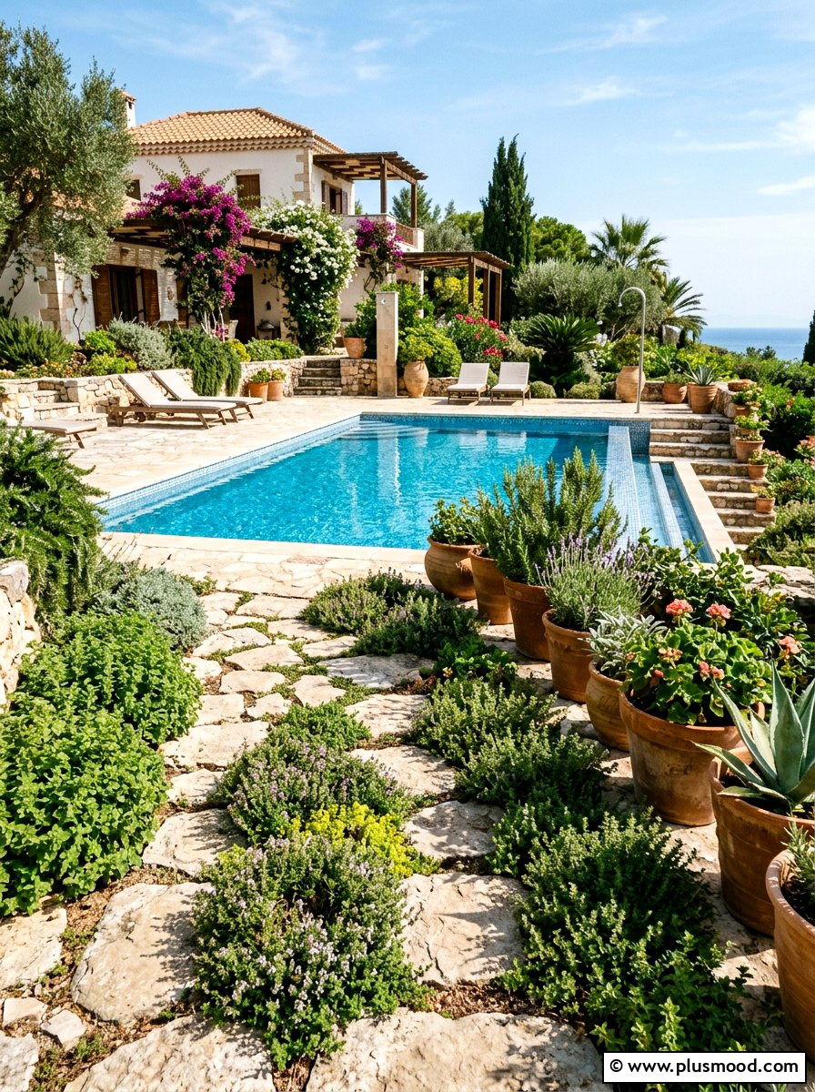 Mediterranean Herb Pool Layout