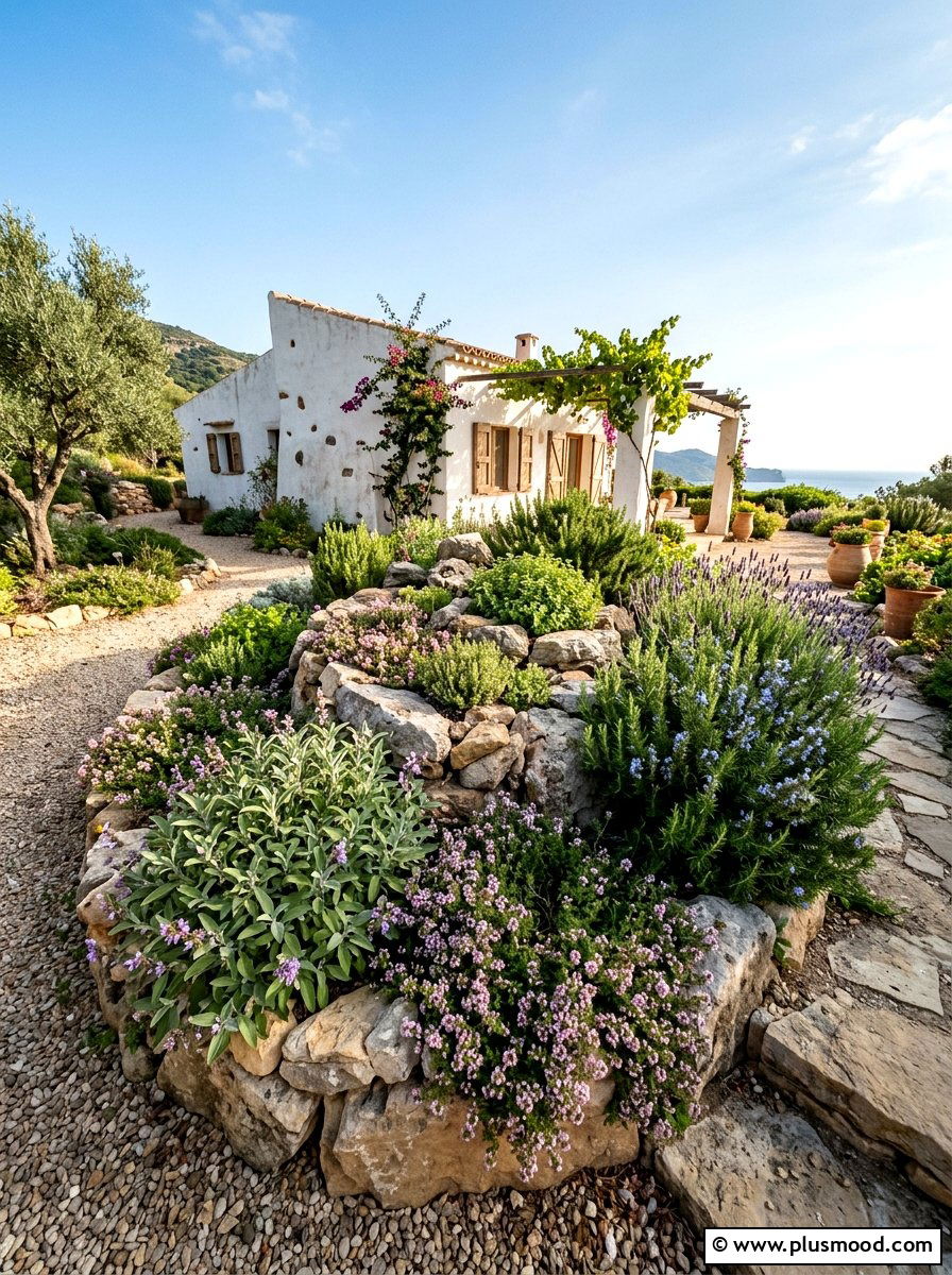 Mediterranean Herb Rockery - 25 small backyard ideas with rock garden