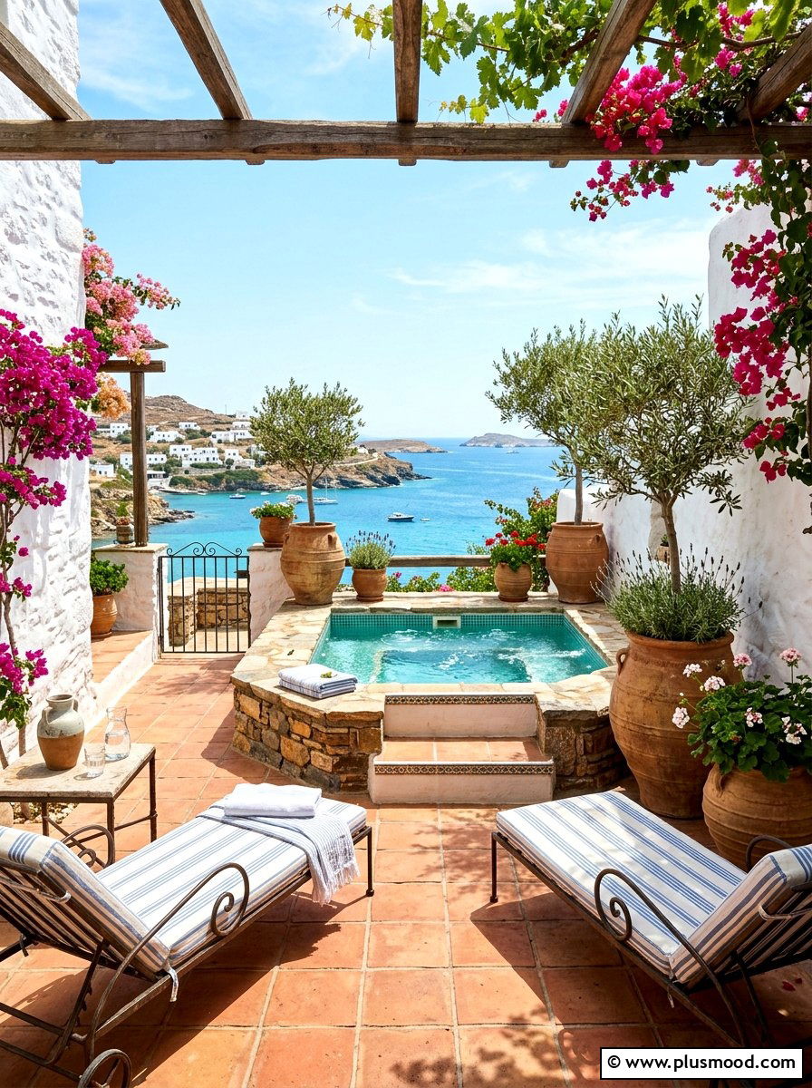 Mediterranean Hot Tub Space - 25 summer hot tub patio ideas
