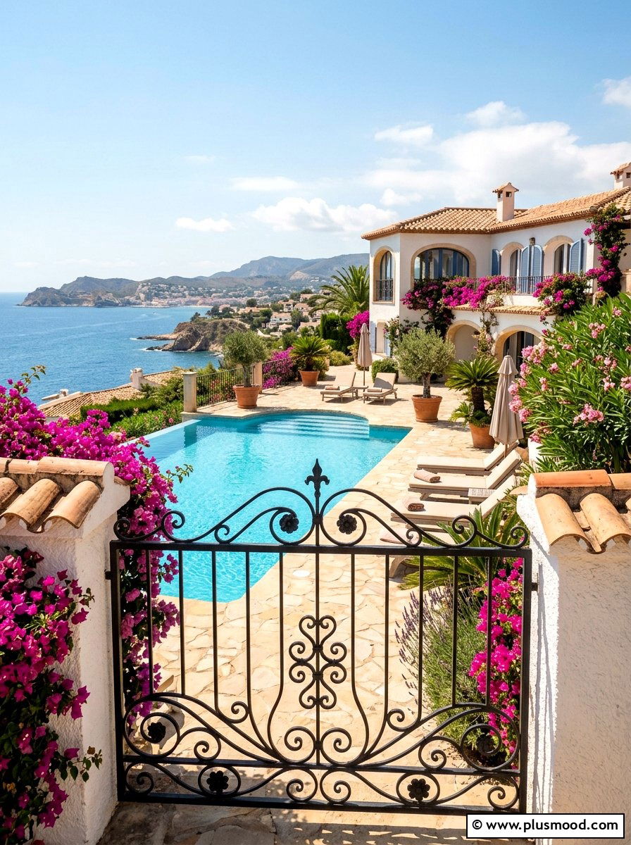 Mediterranean Iron Fence - 25 pool landscaping ideas with fence