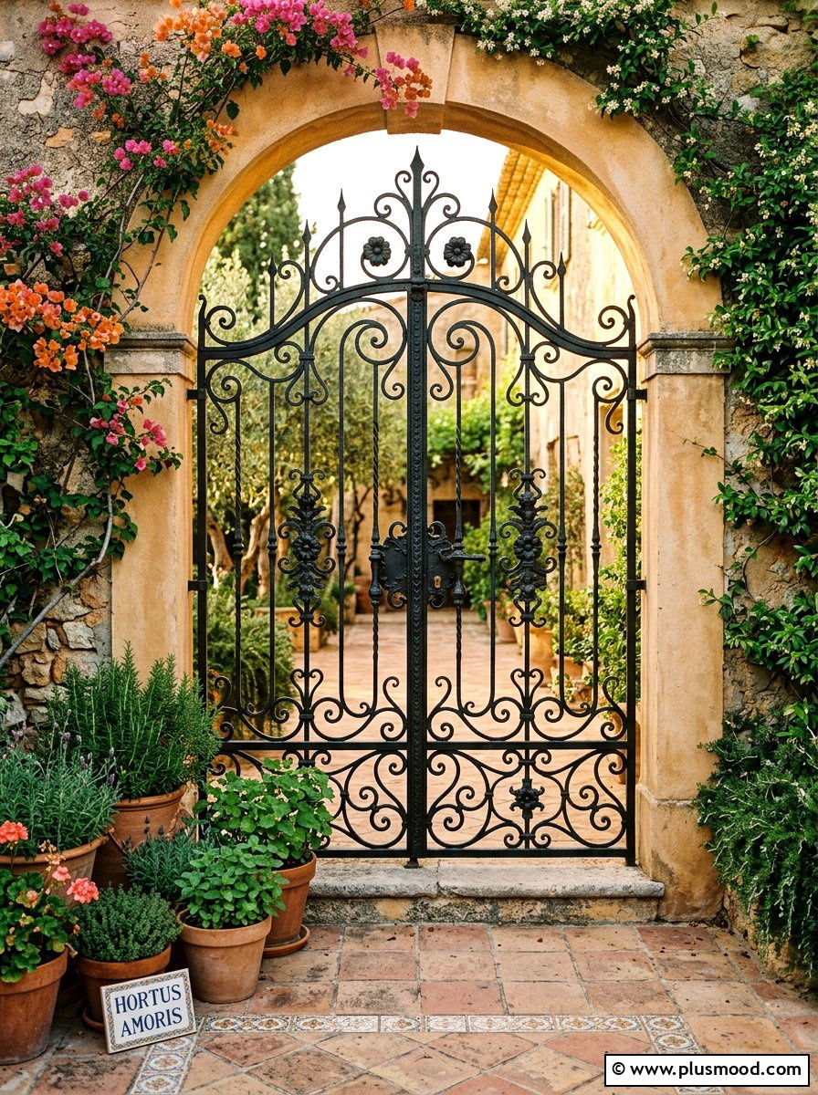 Mediterranean Iron Gate - 25 small backyard ideas with gate entry