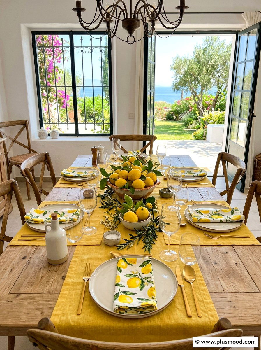 Mediterranean Lemon Table - 25 summer kitchen table decor ideas