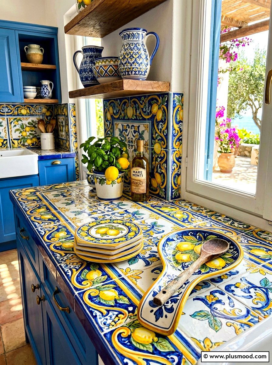 Mediterranean Lemon Tile Decor - 25 summer lemon kitchen decor ideas