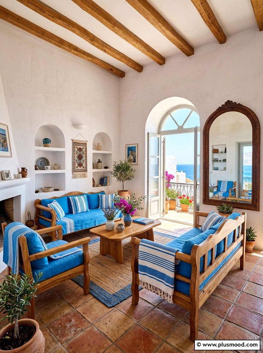 Mediterranean Living Room - 25 summer decor ideas for white living room