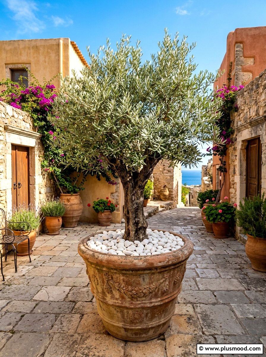 Mediterranean Olive Tree Planter - 25 summer large planter ideas