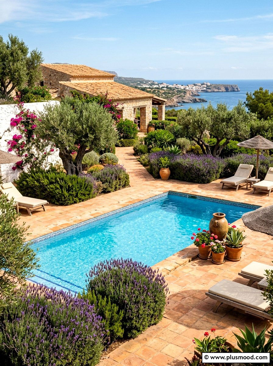 Mediterranean Pool Garden - 25 pool landscaping ideas with plunge pool
