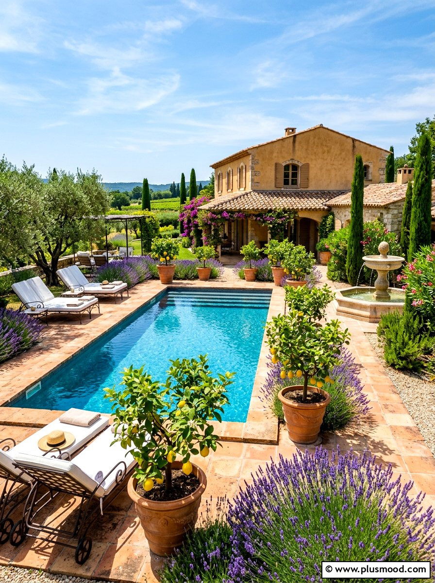 Mediterranean Pool Garden - 25 summer pool landscaping ideas